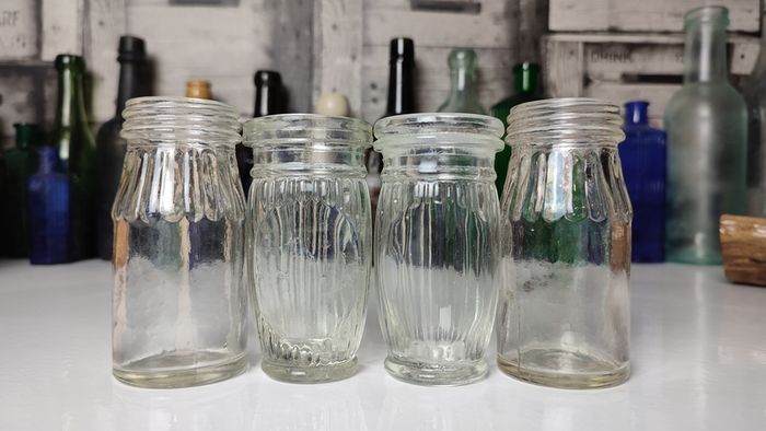 319 - Set of 4 Vintage Clear Glass Collectible Decorative Meat Paste Jars