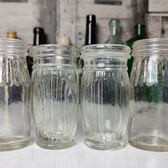 319 - Set of 4 Vintage Clear Glass Collectible Decorative Meat Paste Jars