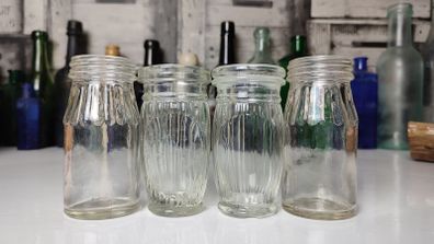 319 - Set of 4 Vintage Clear Glass Collectible Decorative Meat Paste Jars