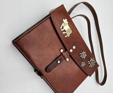 Original Swiss Army Issued Officier Leather Bag Collectable with Swiss Decorations