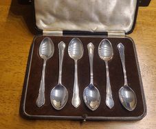 Vintage Mappin & Webb silver spoons in original box