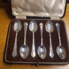 Vintage Mappin & Webb silver spoons in original box