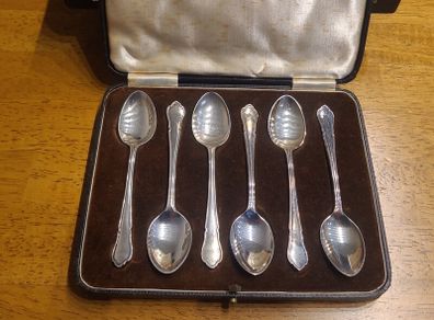 Vintage Mappin & Webb silver spoons in original box