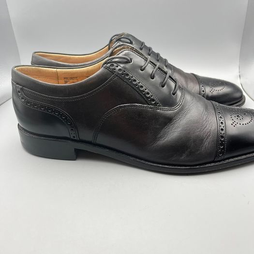 Loake Black Leather Woodstock Brogue Mens Shoes Size UK 7.5 G - Wide Fit