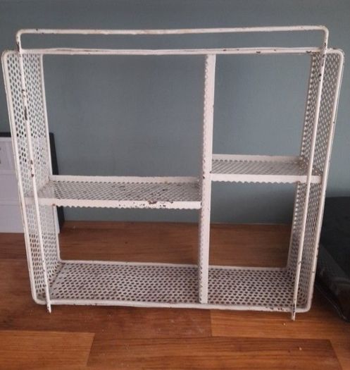 industrial metal wall shelf white distressed