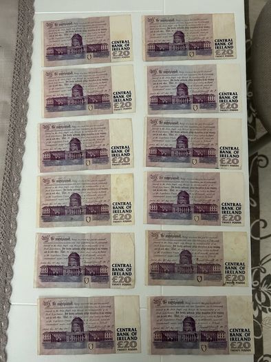 Old Irish Banknote rare At 27 euro each 20 pound note 12pc 1995, two 1993, two 1999, 1992,1994