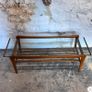 Solid Teak & Glazed Glass Coffee Table With Magazine Rack Image 5