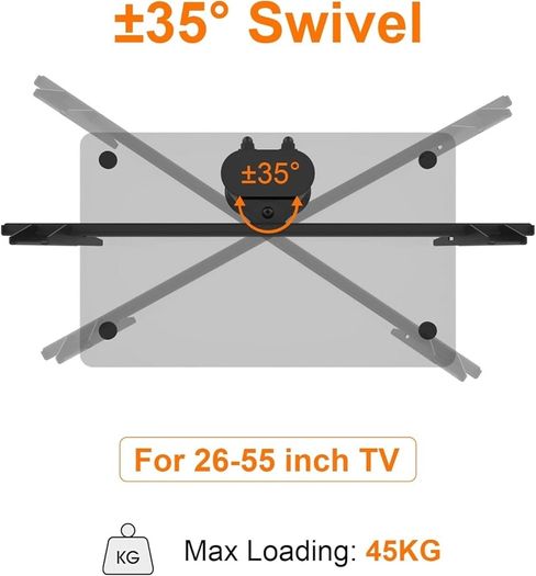 Universal Table Top Pedestal TV Stand for 26''-55'' LCD LED TVs, Height Adjustable TV Base Stand with Tempered Glass Base, Cable Management, Holds 45 KG & Max. VESA 400x400mm