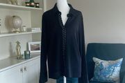 Ladies Black Top with Diamonte Details Size UK 14 / EU 42