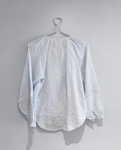 Pre Owned River Island Light Blue Boho Lace Trim Blouse