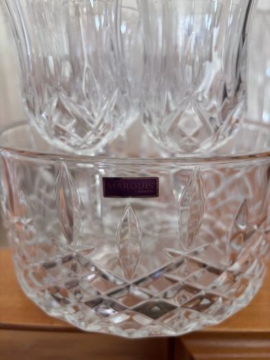 Waterford crystal bowl and glasses.