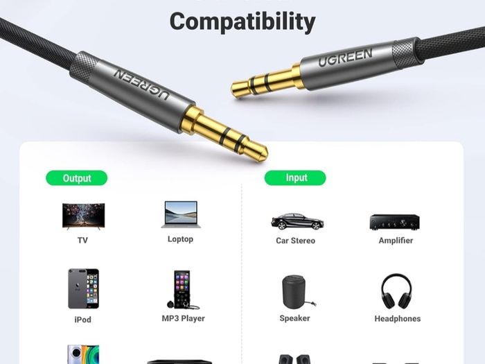 Aux Cable 3.3FT Braided Stereo 3.5mm Audio Cable Headphone Mini Jack Male to Male Auxiliary TRS Lead Compatible with iPhone Galaxy iPad iPod Car Speaker MP3 Player Home Stereo TV PC Laptop (1M)
