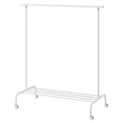 IKEA RIGGA Clothes Rail / Clothes Rack - White, Height Adjustable, Wheels