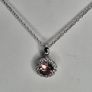 Sterling Silver 925 Round Solitaire Pendant Necklace with Pink/Purple Stone Halo Image 3