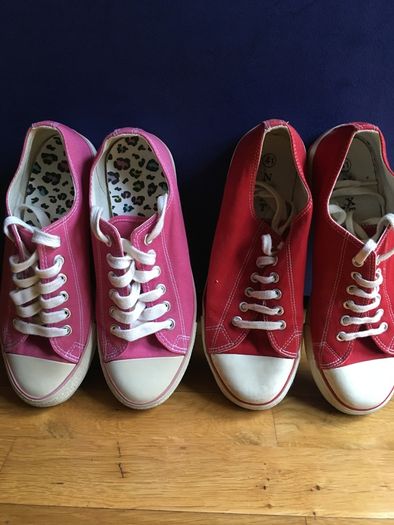 NEXT Baseball Sneakers 41 Two Pairs Canvas Plimsolls    -  with Bonus Funky Insoles