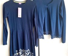 Girls Dress & Cardigan Set 11-13Y | New | Blue Floral