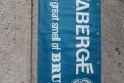 Vintage advertising Brut 33 ,Double sided  washable  plastic banner,,came from closed down chemist shop ,hard to come by ,,sold as seen,,buyer collects or pays postage thank you.
