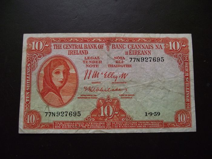 The Central Bank of Ireland. Lady Lavery 10 shillings (1959)#2