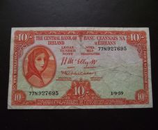 The Central Bank of Ireland. Lady Lavery 10 shillings (1959)#2