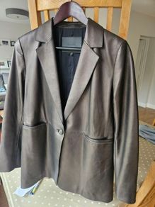 Massimo Dutti Brown Leather Blazer