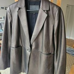 Massimo Dutti Brown Leather Blazer