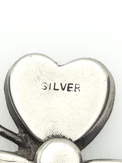 925 Vintage Sterling Silver Shamrock Brooch, Connemara Marble Irish Clover Pin
