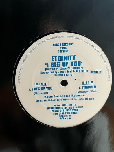 1996 reach Eternity/ i beg of you - trapped 12" vinyl