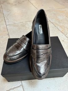 Dune Pewter Leather Loafers