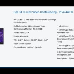 Dell 34 inch Curved Monitor