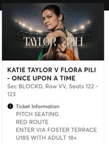 Katie Taylor Tickets x 2 Pitch Seating