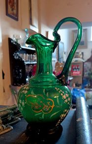 Hand blown antique glass pitcher
