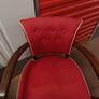 Pair of two very french antique chairs red upholstery oak wood nice stylish 1950s Image 5