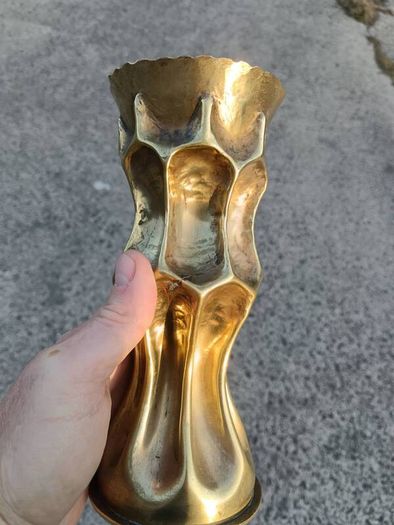 Matching Pair of German WW1 7.7 cms Trench Art Vases