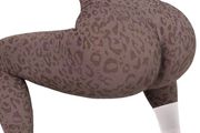 Brown  Leopard Print Wide Waistband Sports leggings, size 10