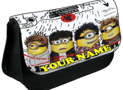 5 Seconds of Summer Minions personalized pencil case Make up bag School Birthday Gift Boys Girls with your own name on it! / back to school stationery