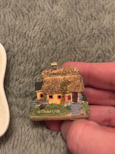 Small Shamrock shaped dish and miniature house decoration