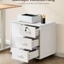 Mobile File Cabinet with 3 Drawers Lockable Office Rolling Filing Cabinet on Wheels Printer Stand Storage Lateral Stationery Under Desk Drawers for Home Office White Image 4