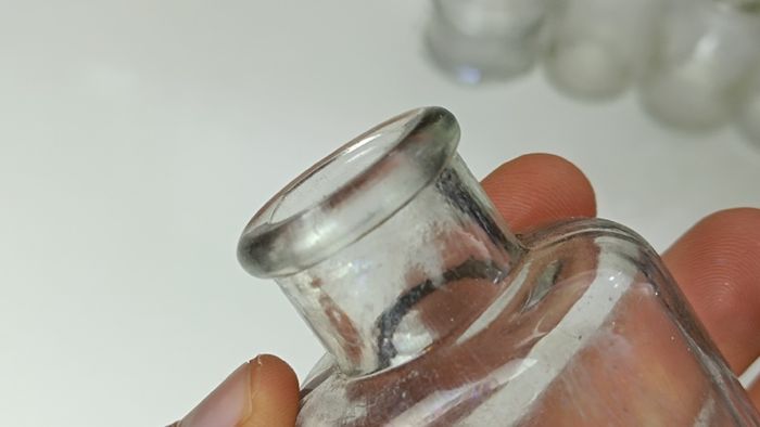 449 - Set of 5 Vintage Clear Glass Cork Top Collectible Decorative Bottles