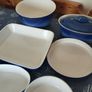 Vintage CCF France 6 Piece Stoneware Set Cobalt Blue Stork Mark Image 2