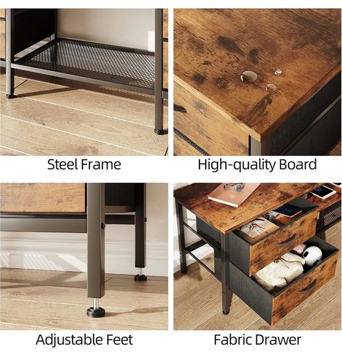 TV Stand with Storage, TV Table 55 Inch with Drawers for 60 65 Inch TV, TV Console Table, TV Bench for Living Room, Bedroom(Brown,55 Inch)
