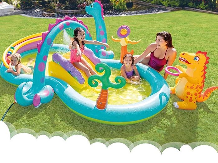 Dinoland Play Center Inflatable Water Play Center, Assorted Model (with and without volcano), Multicoloured, 333x229x112 cm, 280 Litres (FREE SHIPPING)