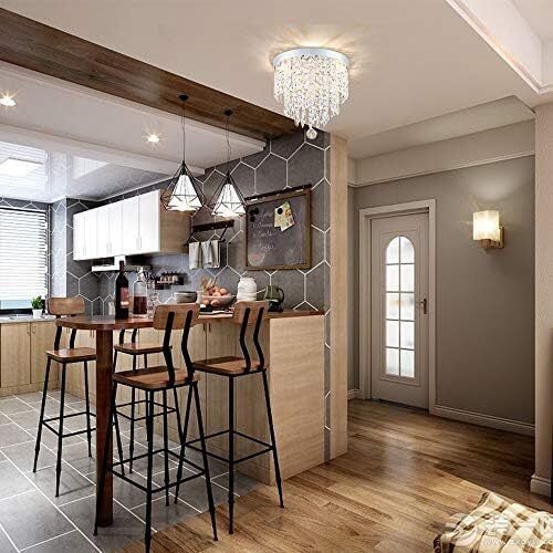 Modern Elegant Crystal Chandelier Lighting,K9 Ceiling Chandeliers Lights, 250mm, Beaded Light Shade with Clear Acrylic Jewel Droplets,Flush Mount LED Ceiling Light for Dining Room Bedroom Livingroom