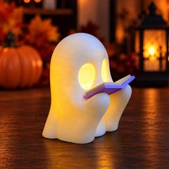 Reading Ghost - LED Tealight Halloween Decor - Book Lover Gift - 3D