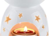 Wax Melt Essential Oil Burner White - Star Pattern, Ceramic Aroma Burners Assorted Wax Warmer Aromatherapy Tarts Holder Candle Scented Diffuser Home Bedroom Decor Christmas Housewarming Gift