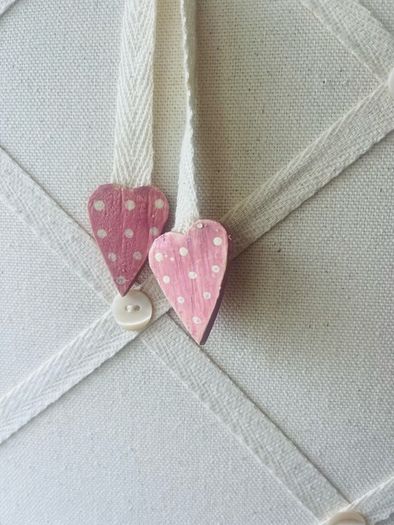 Linen heart notice board
