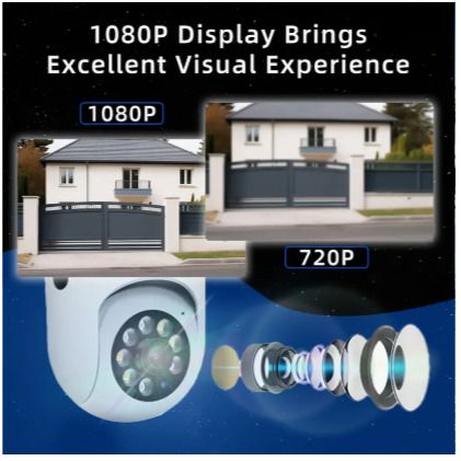 1080P HD WiFi Security Camera - Versatile Indoor-Outdoor Use, Long-Distance Night Vision with 355 dagree Intercom, Dual-Way Audio, AI Motion Detection