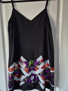 Bebe Short Black Dress with Luxe Sequin Detail