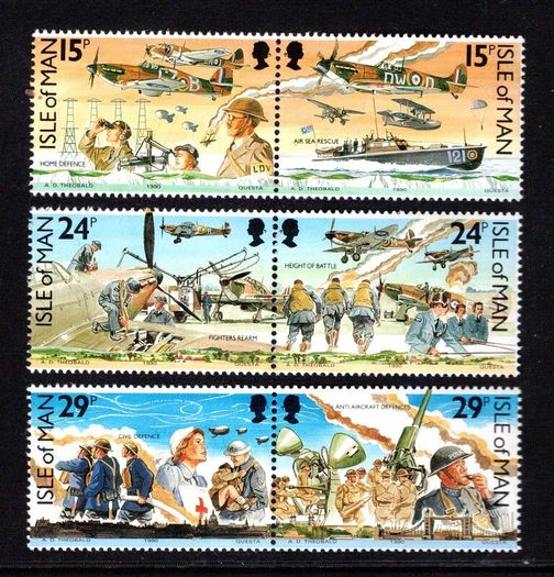 1990 Isle of Man 50th Anniversary of the Battle of Britain Commemorative Stamps Mint Never Hinged (MNH)