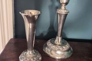 two vintage candle holders