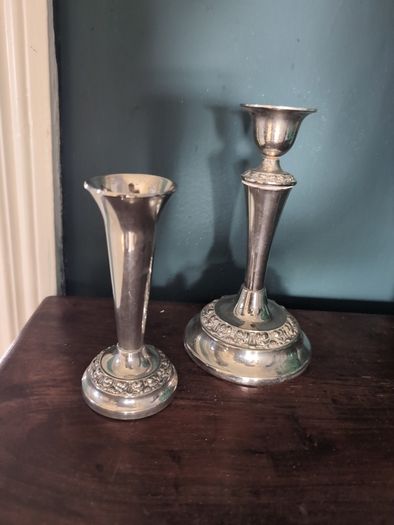 two vintage candle holders